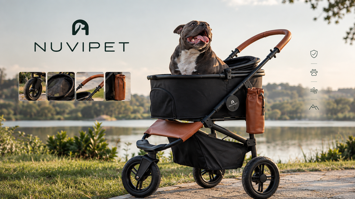 Cachorro no Carrinho Pet Jogger NUVIPET durante passeio